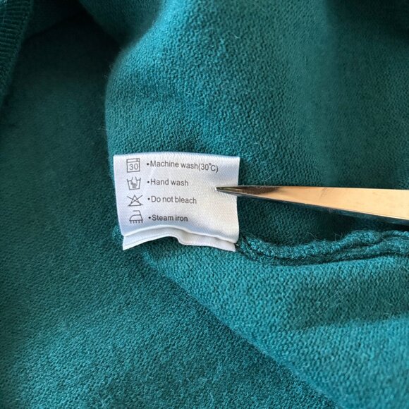 Emerald Green Tie Waist Crewneck Sweater Dress Womens Medium Cozy Holiday Party - Picture 10 of 13